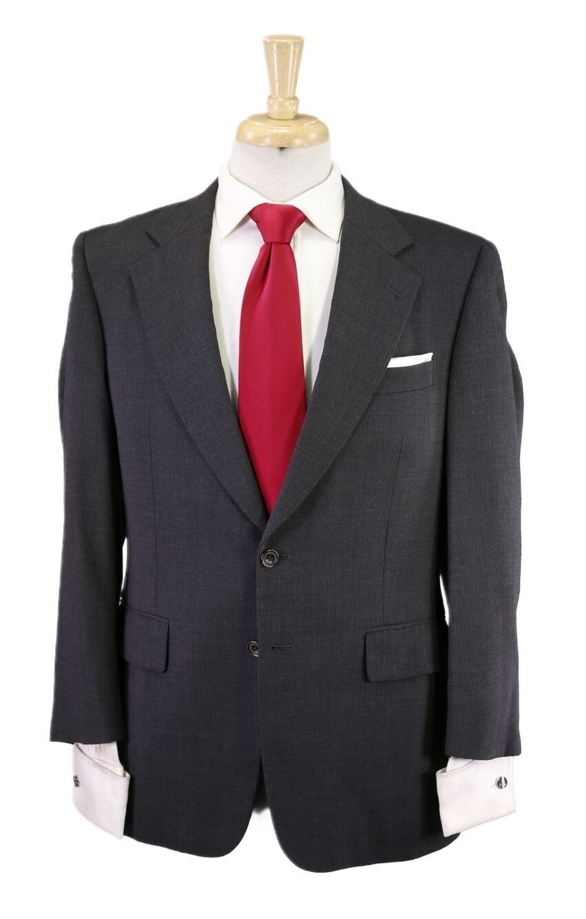 Paul Stuart Charcoal Gray Tonestripe 2-Btn Wool Suit 36S